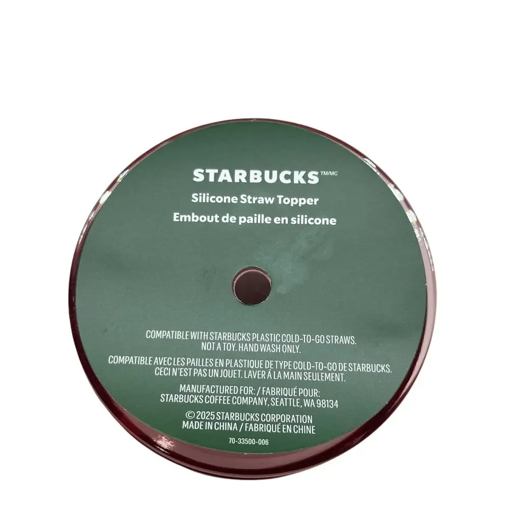Starbucks 2025 Holiday Pink Speckled Snow Glass Tumbler Bow Straw Topper - NWT
